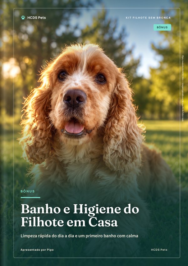 Capa do bônus Banho e Higiene do Filhote em Casa
